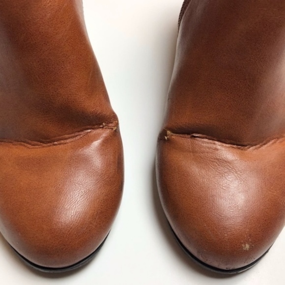 TOPSHOP Cognac Brown Faux Leather Ankle Boots - Picture 3 of 7